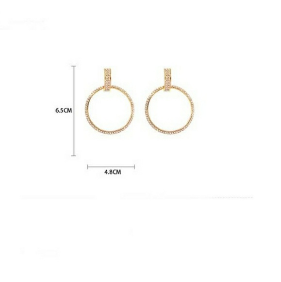 .925 Silver Rhinestone Stud Hoop Earrings - Picture 5 of 6